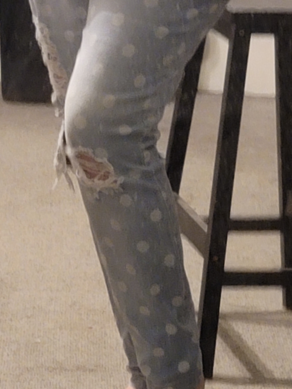 Mossimo Distressed Polka Dot Skinny Jeans 17 Light Wash Ripped Y2K